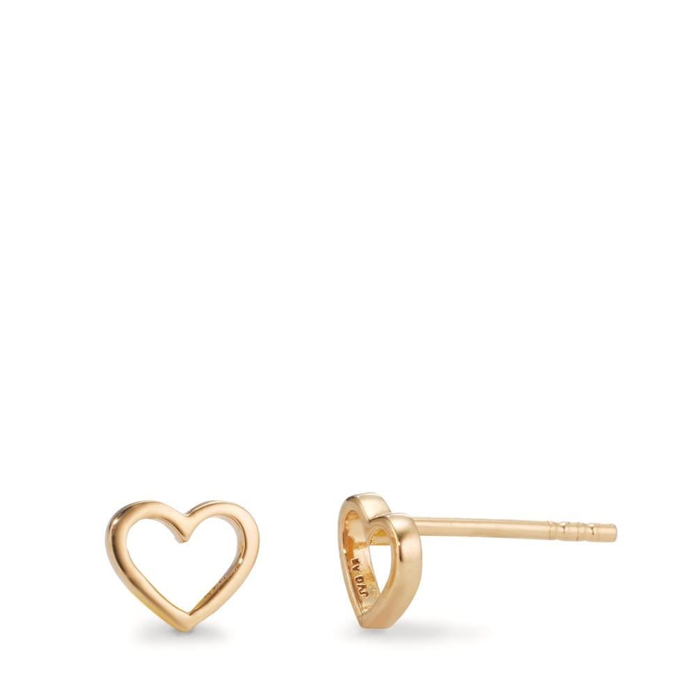 Stud earrings Silver Yellow Gold plated Heart Ø6.5 mm