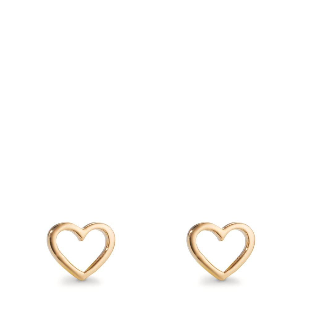 Stud earrings Silver Yellow Gold plated Heart Ø6.5 mm