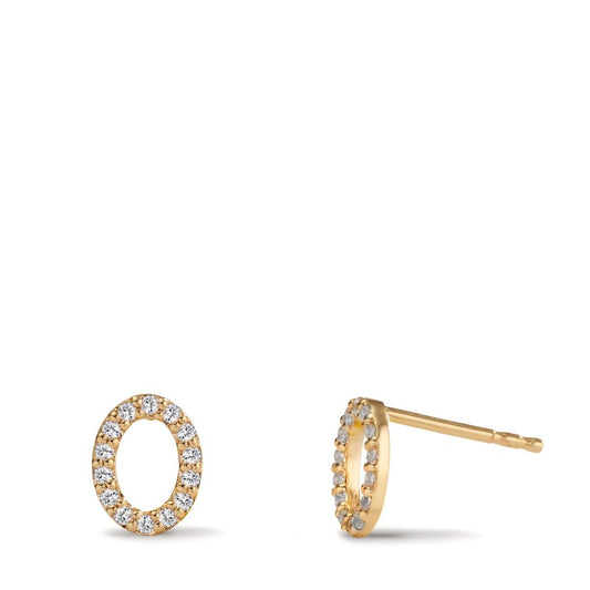 Stud earrings 9k Yellow Gold Zirconia Ø7 mm