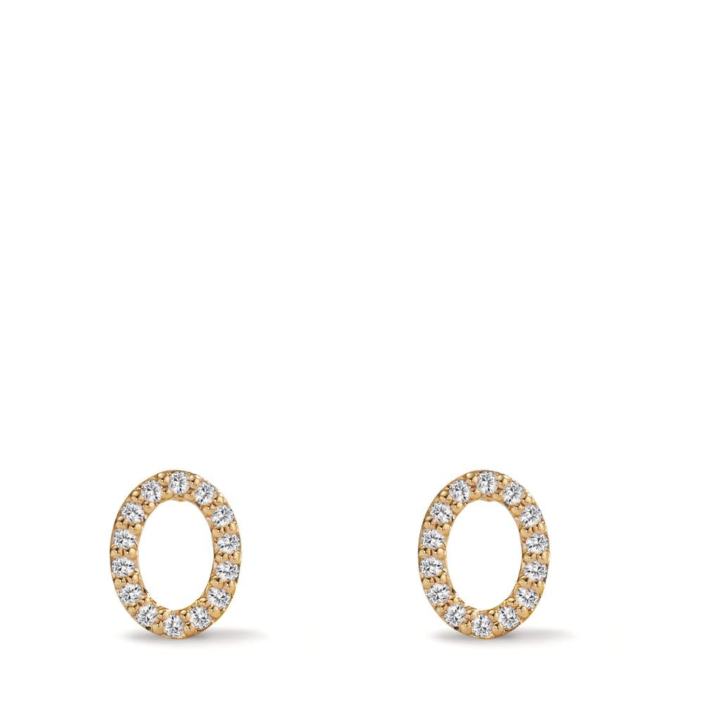 Stud earrings 9k Yellow Gold Zirconia Ø7 mm