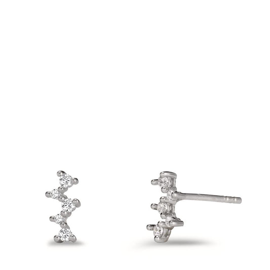 Stud earrings Silver Zirconia 10 Stones Rhodium plated