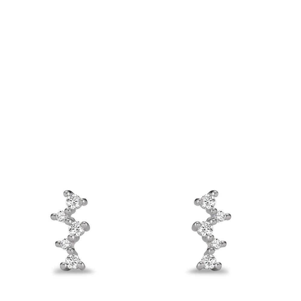 Stud earrings Silver Zirconia 10 Stones Rhodium plated