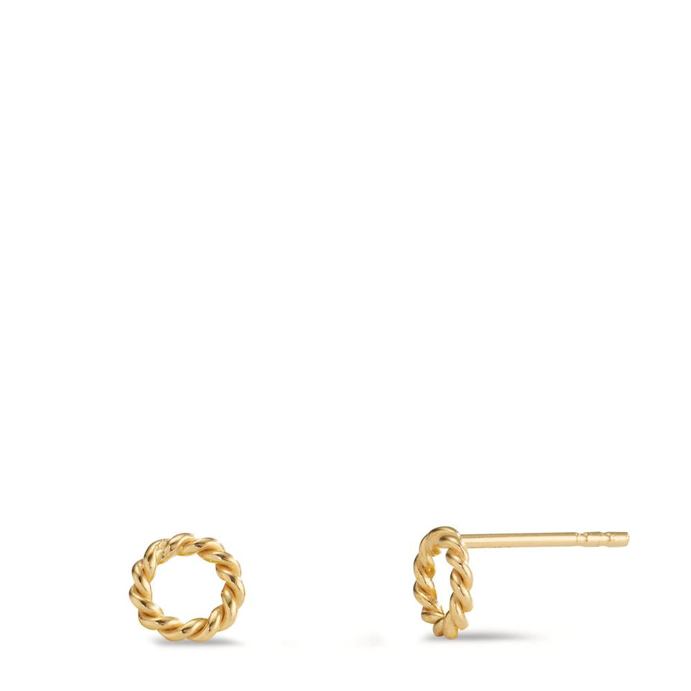 Stud earrings Silver Yellow Gold plated Ø6.5 mm