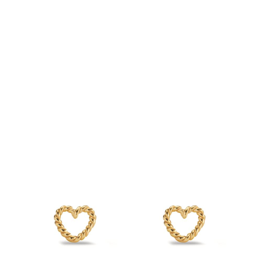 Stud earrings Silver Yellow Gold plated Heart Ø6 mm