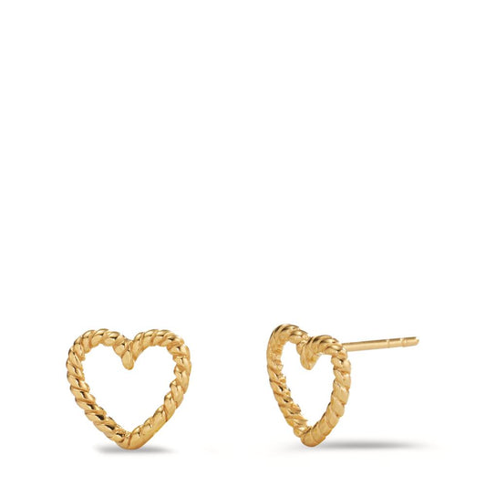 Stud earrings Silver Gold plated Heart Ø10 mm