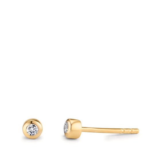 Stud earrings Silver Zirconia 2 Stones Yellow Gold plated Ø3.5 mm