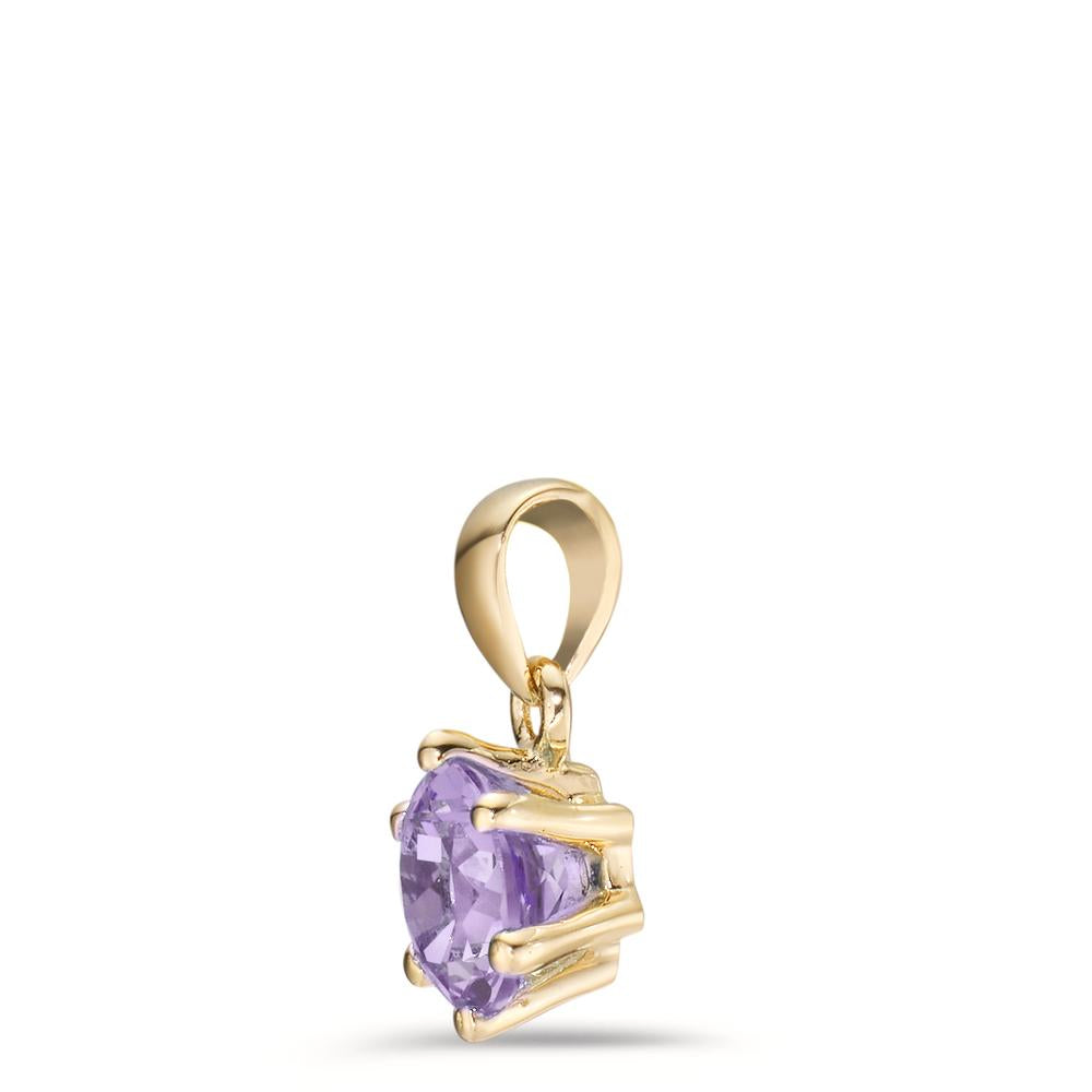 Pendant 9k Yellow Gold Amethyst Ø6.5 mm