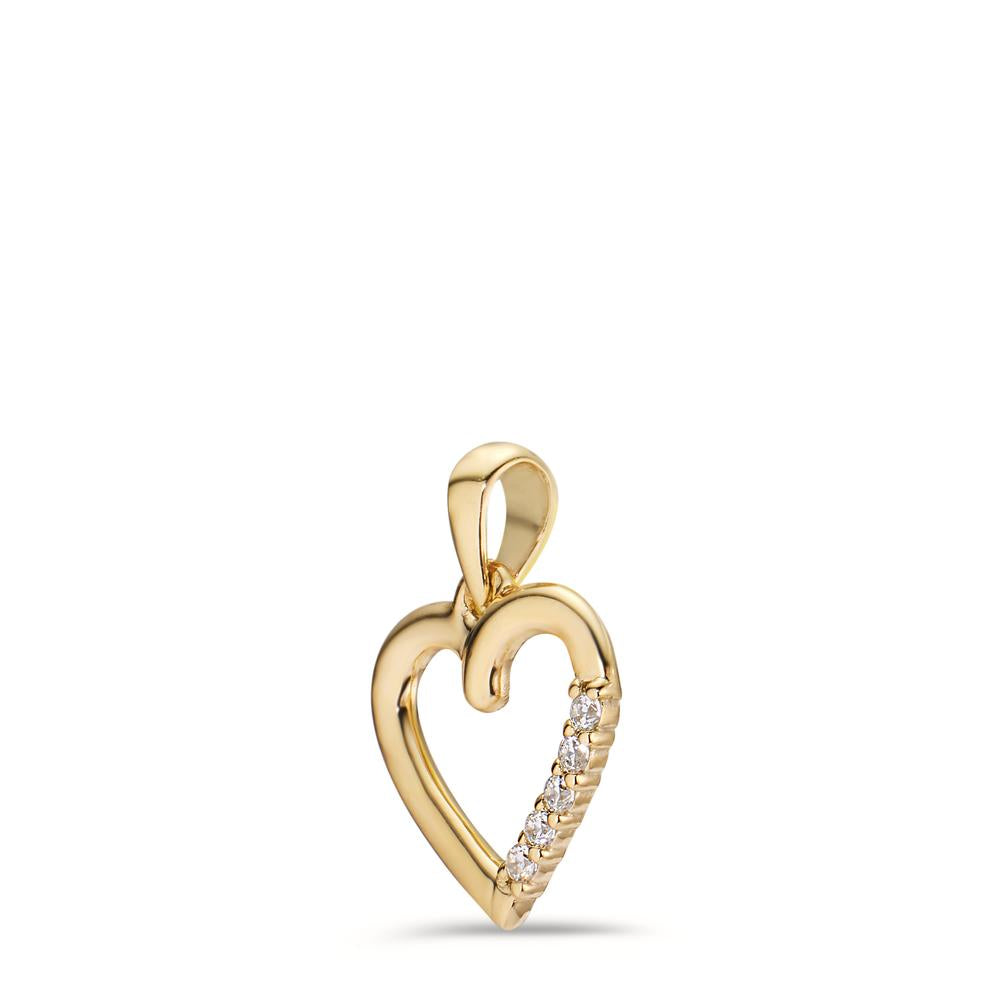 Pendant 9k Yellow Gold Zirconia 5 Stones Heart Ø11 mm