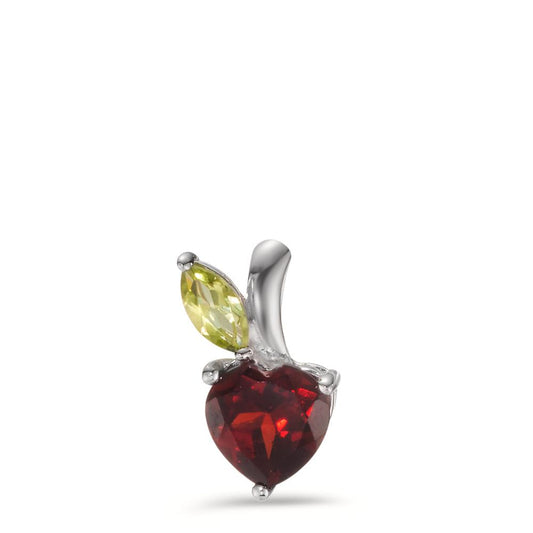 Pendant Silver Garnet, Peridot Rhodium plated Apple