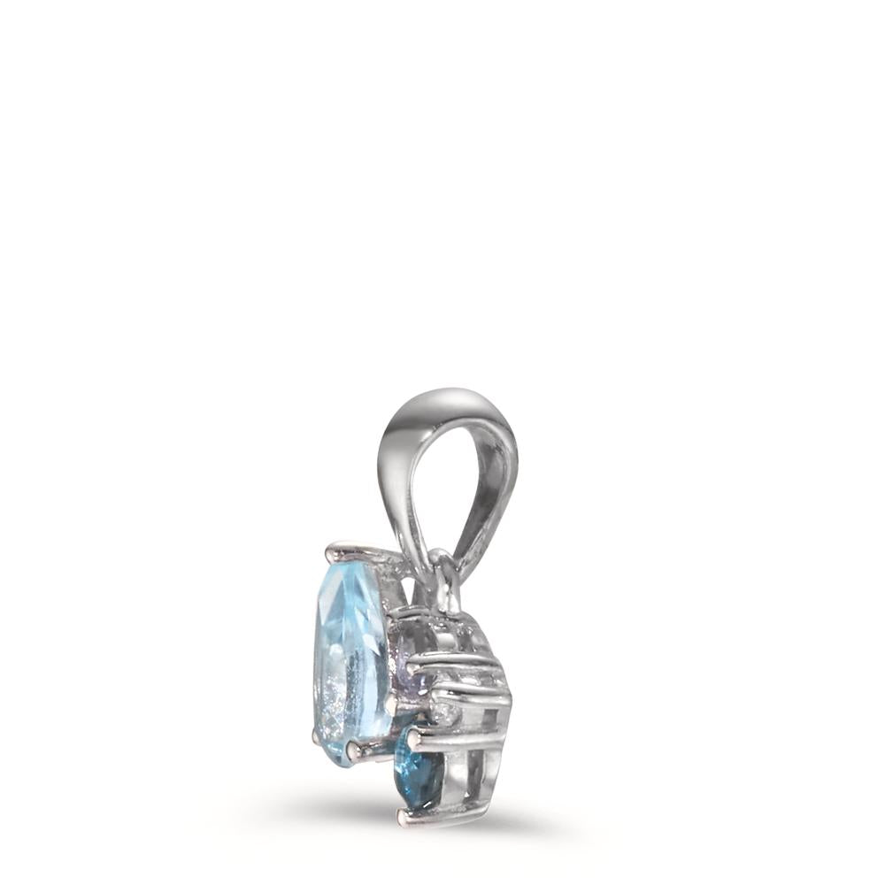 Pendant Silver Zirconia, Iolite, London Blue Topaz, Topaz Blue Rhodium plated Ø7 mm