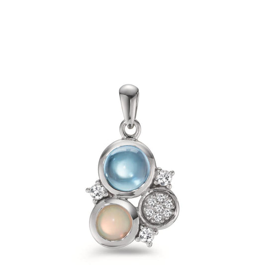 Pendant Silver Zirconia, Topaz, Opal Rhodium plated