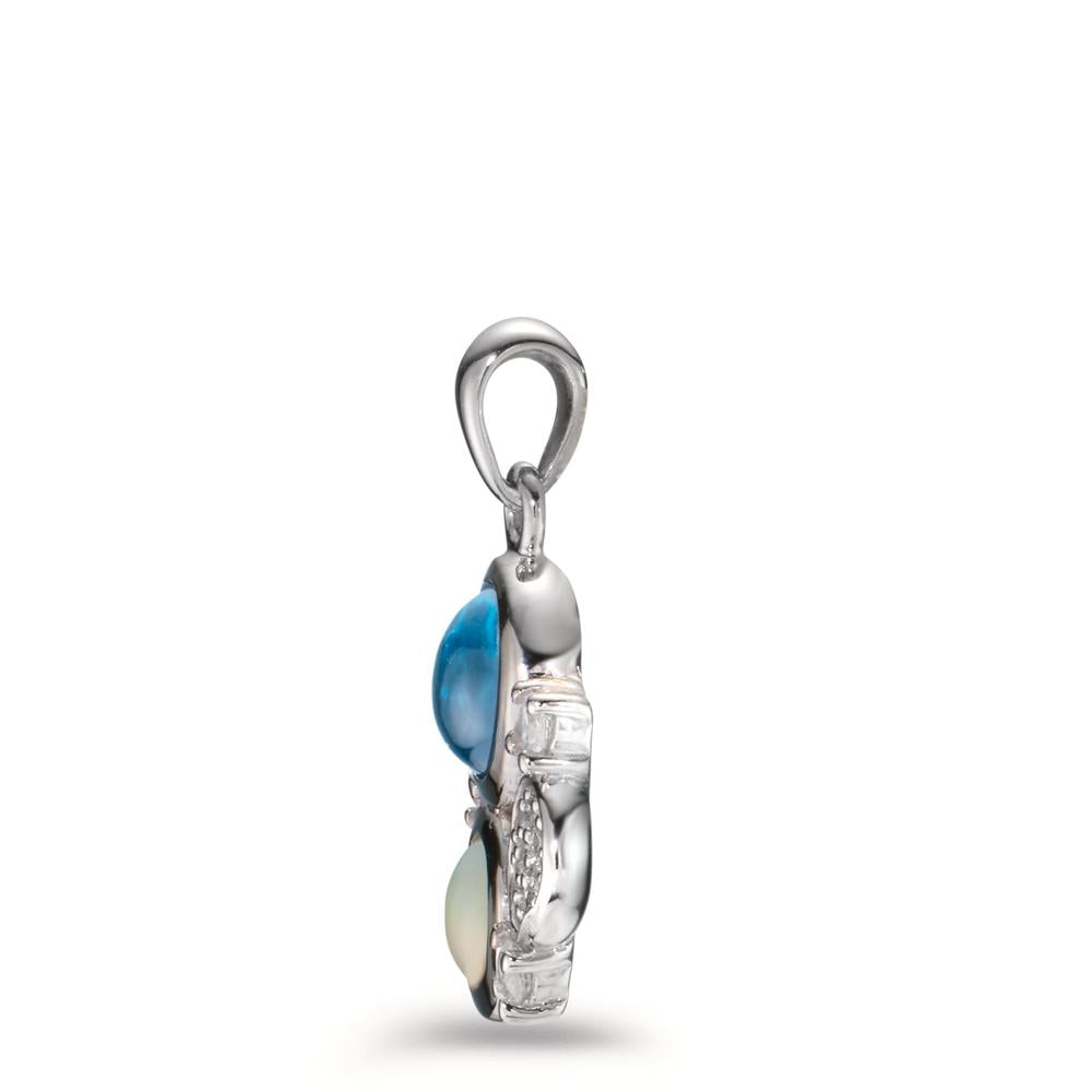 Pendant Silver Zirconia, Topaz, Opal Rhodium plated