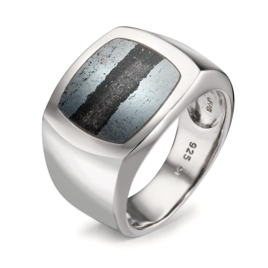 Ring Silver Hematite Rhodium plated