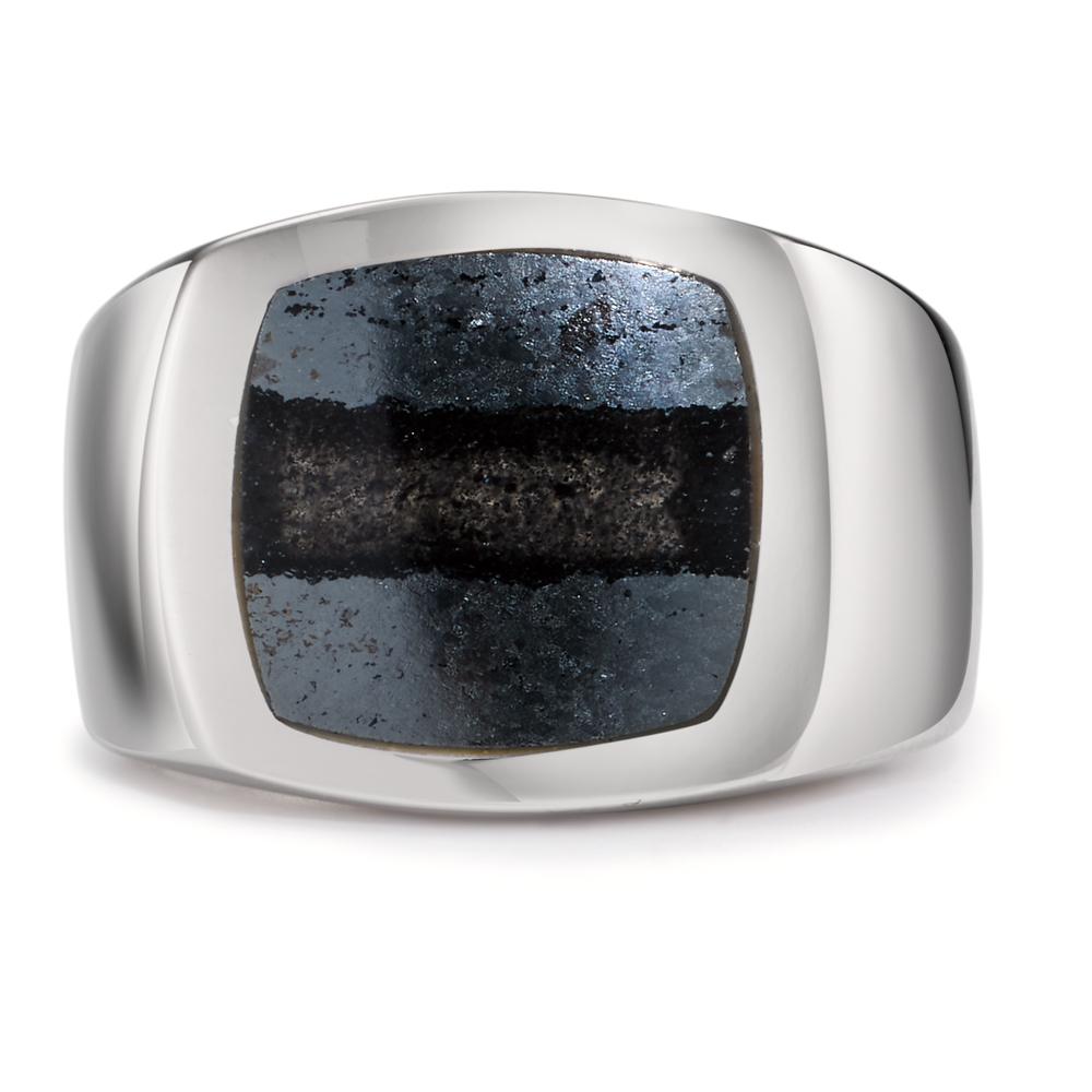 Ring Silver Hematite Rhodium plated