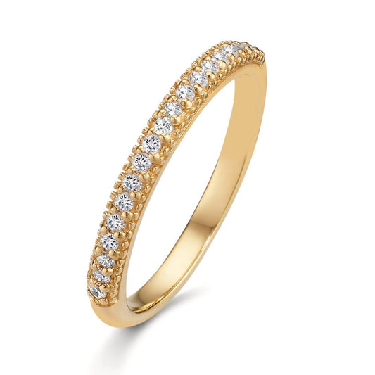 Memory ring Silver Zirconia Yellow Gold plated