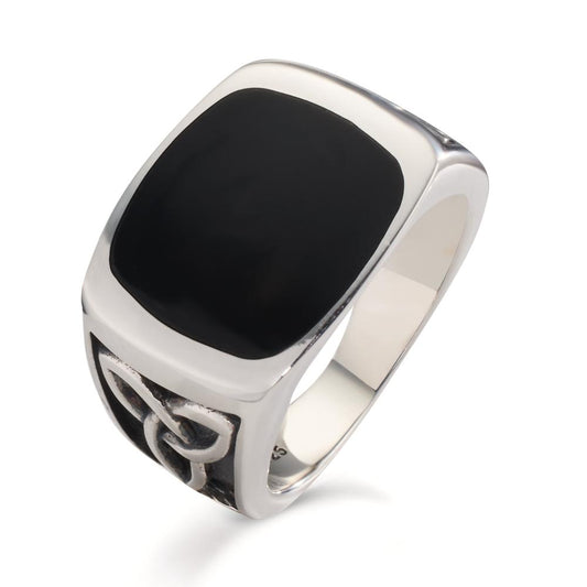 Ring Silver Onyx Rhodium plated