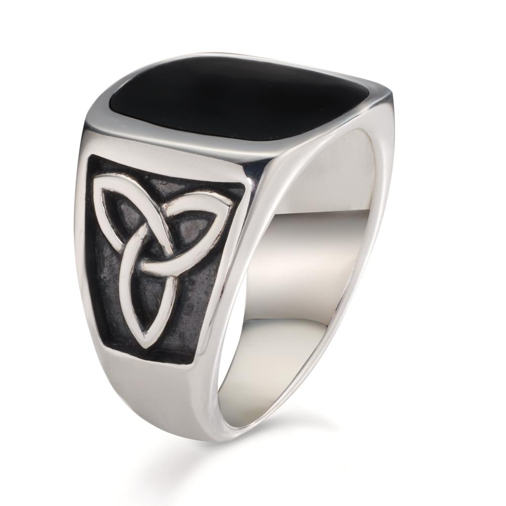 Ring Silver Onyx Rhodium plated