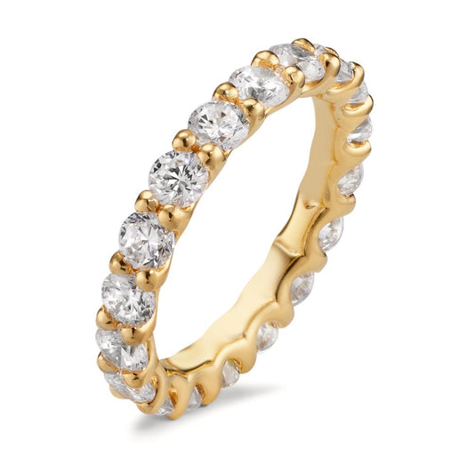 Memory ring Silver Zirconia Yellow Gold plated