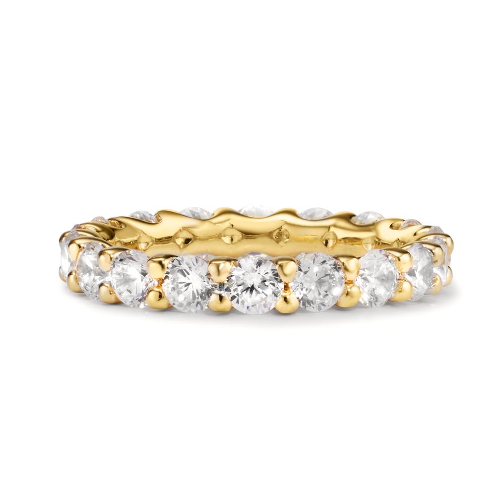 Memory ring Silver Zirconia Yellow Gold plated