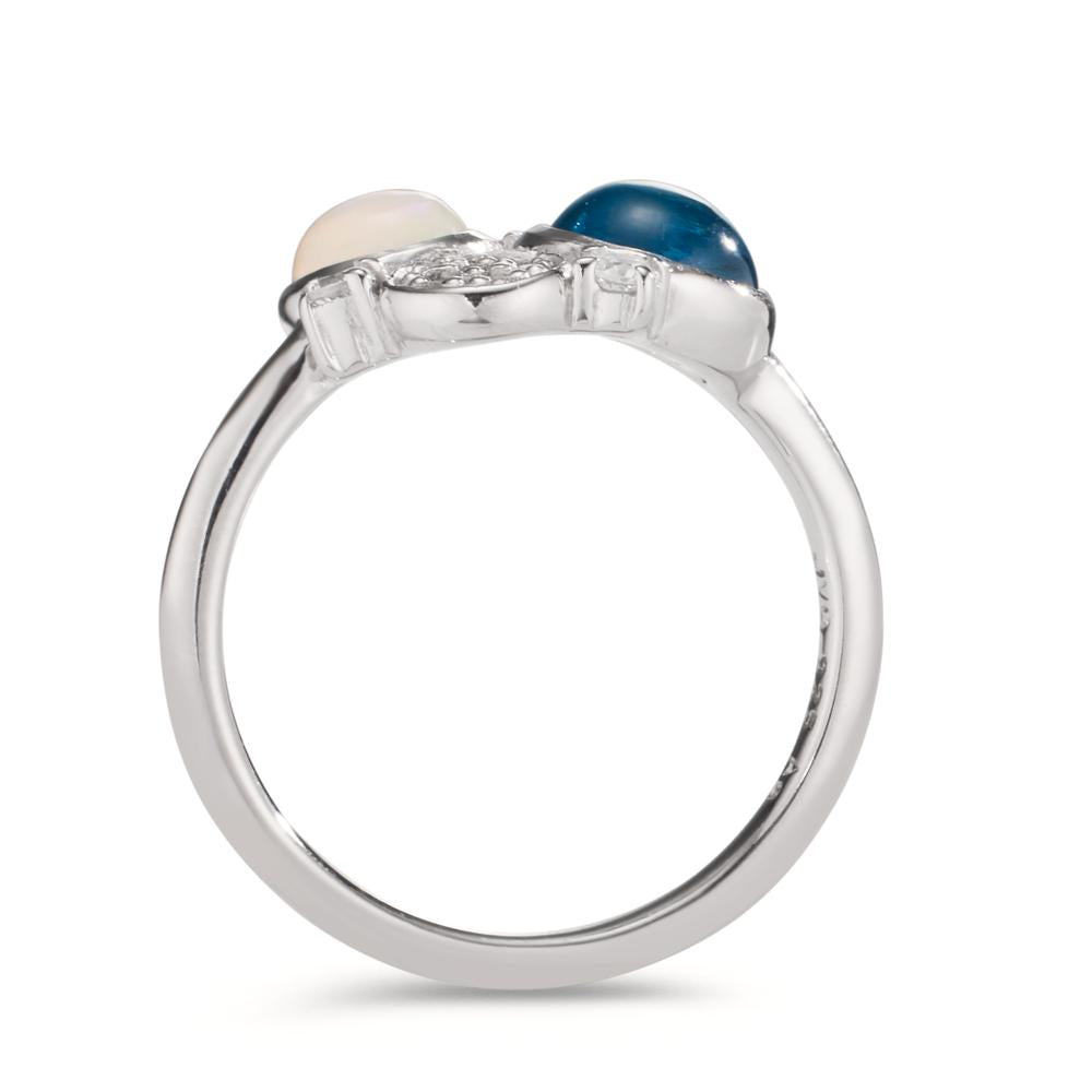 Ring Silver Zirconia, Topaz Blue, Opal Rhodium plated