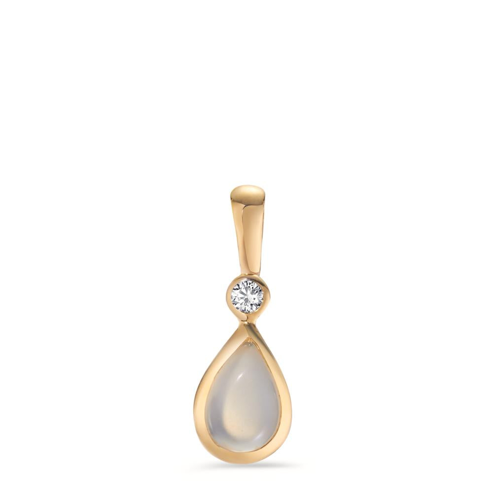 Pendant 9k Yellow Gold Zirconia, Moonstone