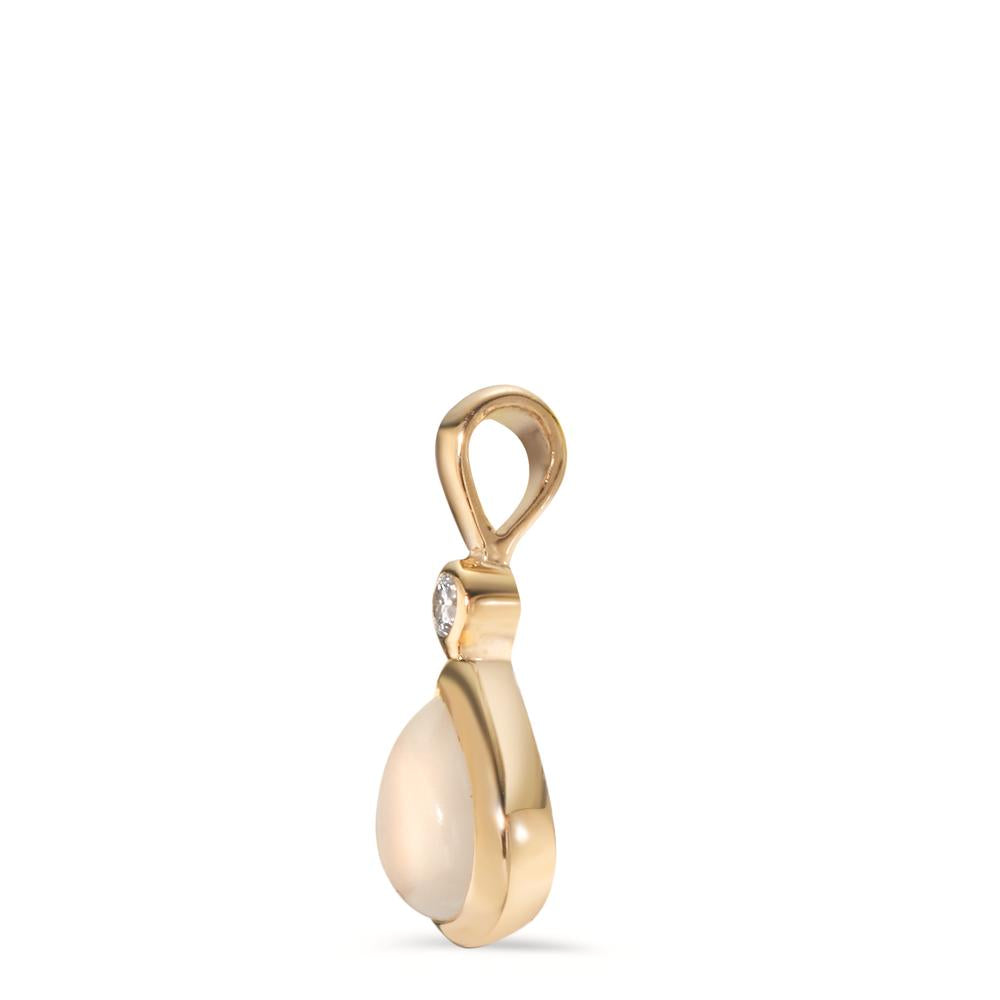 Pendant 9k Yellow Gold Zirconia, Moonstone