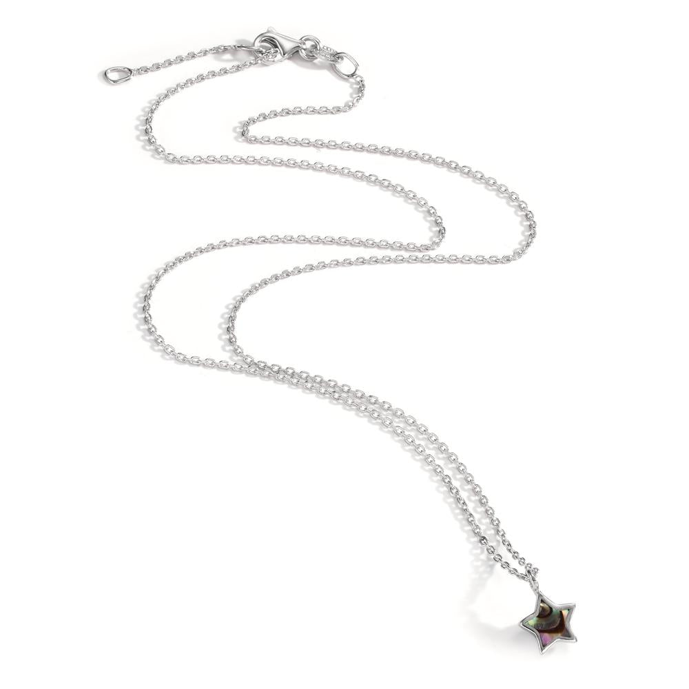 Necklace Silver Abalone Rhodium plated Star 36-38 cm Ø7.5 mm