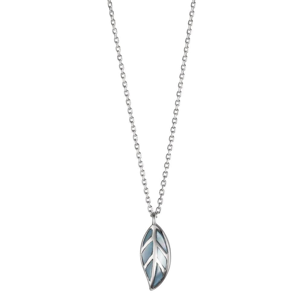 Necklace Silver Rhodium plated Mother of pearl Leaf 36-38 cm