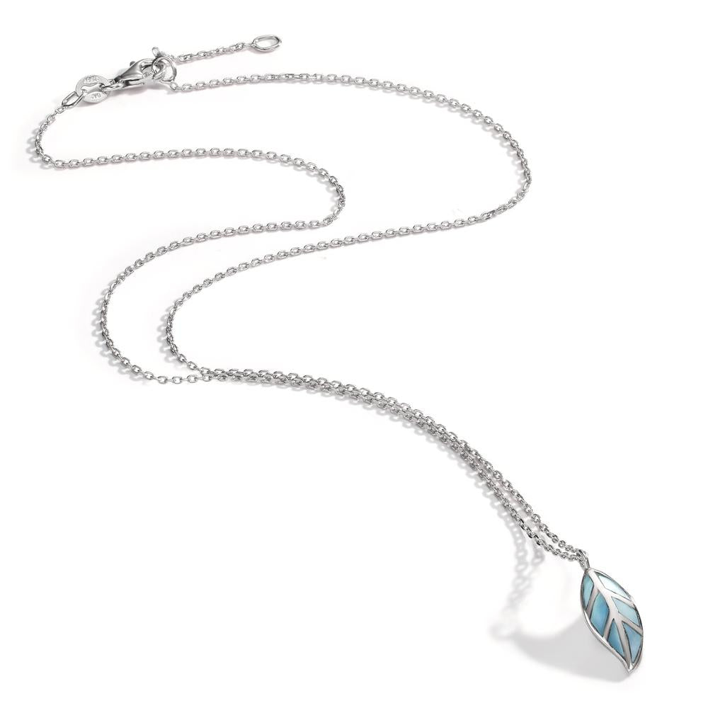 Necklace Silver Rhodium plated Mother of pearl Leaf 36-38 cm