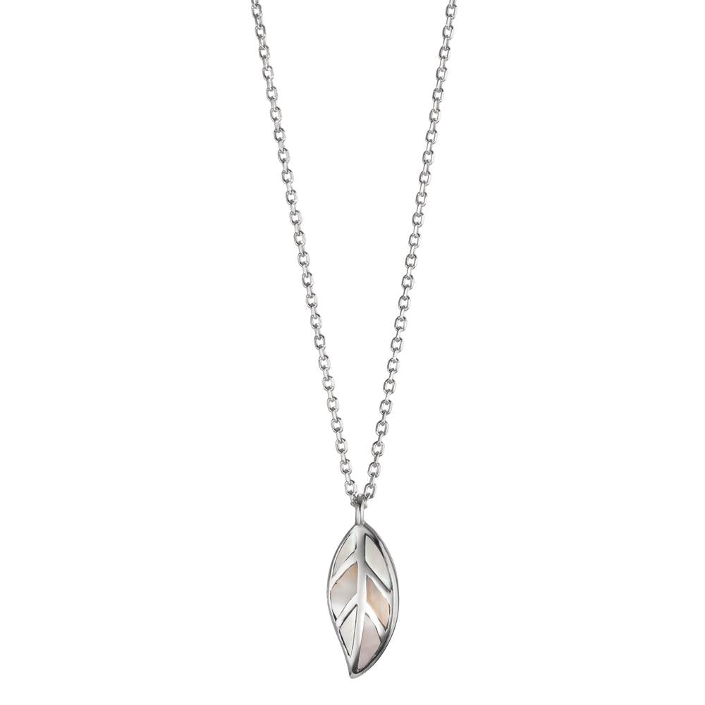 Necklace Silver Rhodium plated Mother of pearl Leaf 40-42 cm