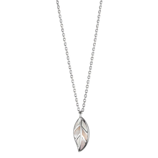 Necklace Silver Rhodium plated Mother of pearl Leaf 40-42 cm