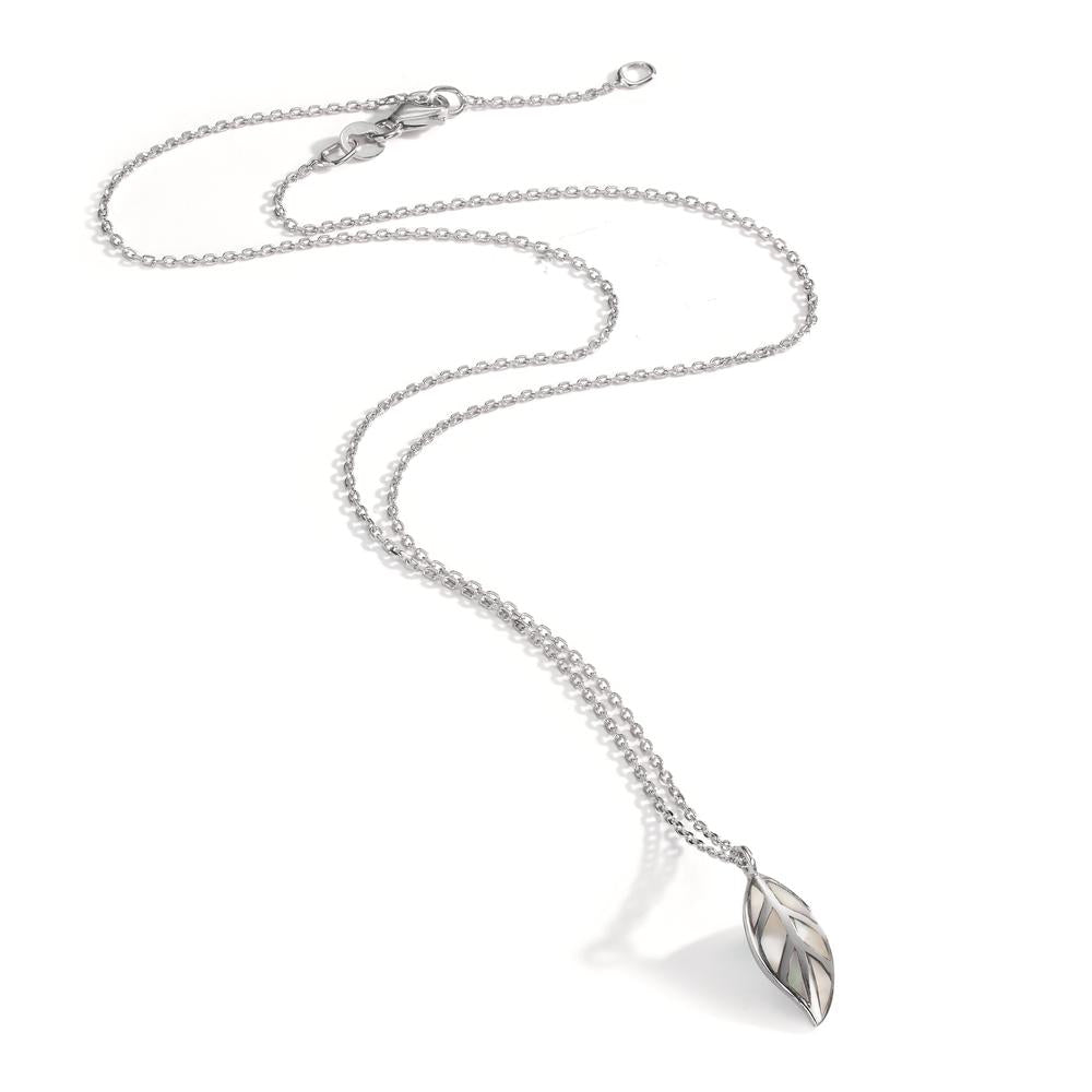 Necklace Silver Rhodium plated Mother of pearl Leaf 40-42 cm