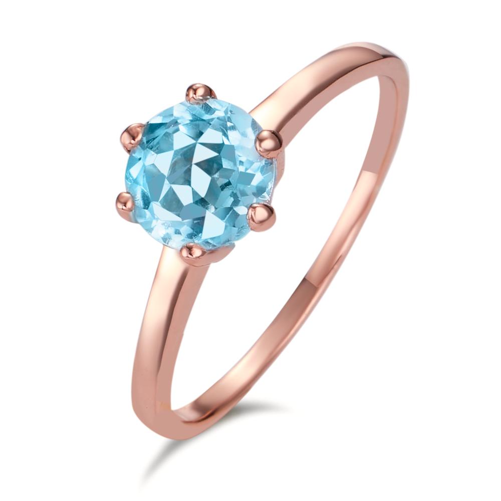 Ring Silver Topaz Blue, 7 mm Rose Gold plated