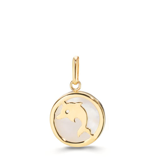 Pendant 9k Yellow Gold Mother of pearl Dolphin Ø10 mm