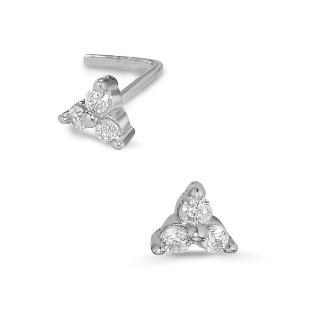 Nose Stud 18k White Gold Zirconia 3 Stones Ø3.3 mm