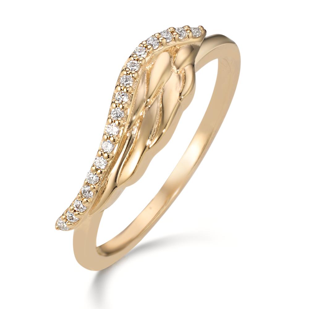 Ring Silver Zirconia 15 Stones Yellow Gold plated Wing