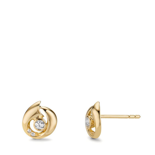 Stud earrings Silver Zirconia 6 Stones Yellow Gold plated Ø8 mm