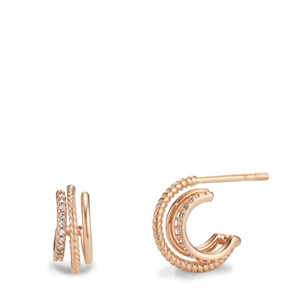 Hoop earrings Bronze Zirconia Yellow Gold plated