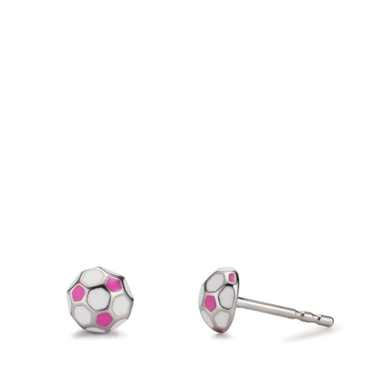 Stud earrings Silver Rhodium plated Football Ø6 mm