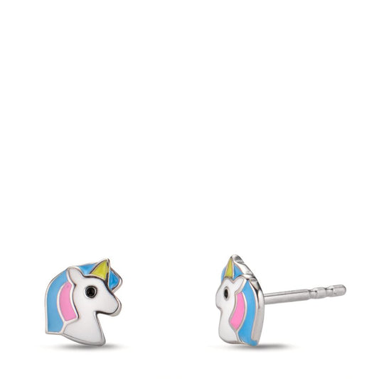 Stud earrings Silver Rhodium plated Unicorn Ø7.5 mm