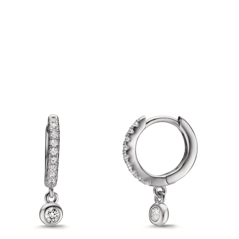 Hinged hoop Silver Zirconia Rhodium plated