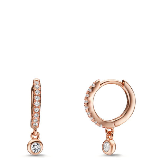 Hinged hoop Silver Zirconia Rose Gold plated