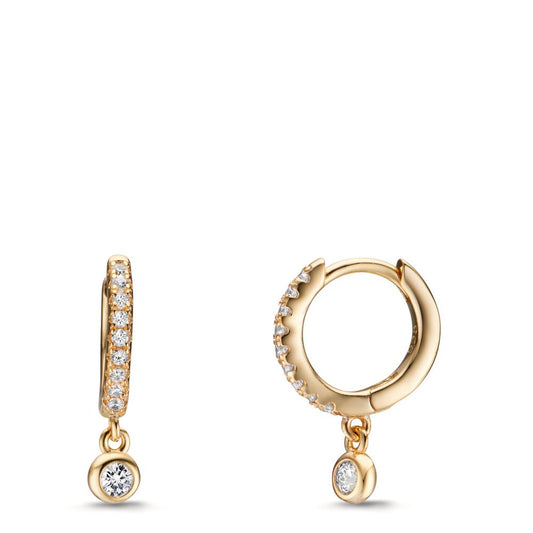 Hinged hoop Silver Zirconia Yellow Gold plated