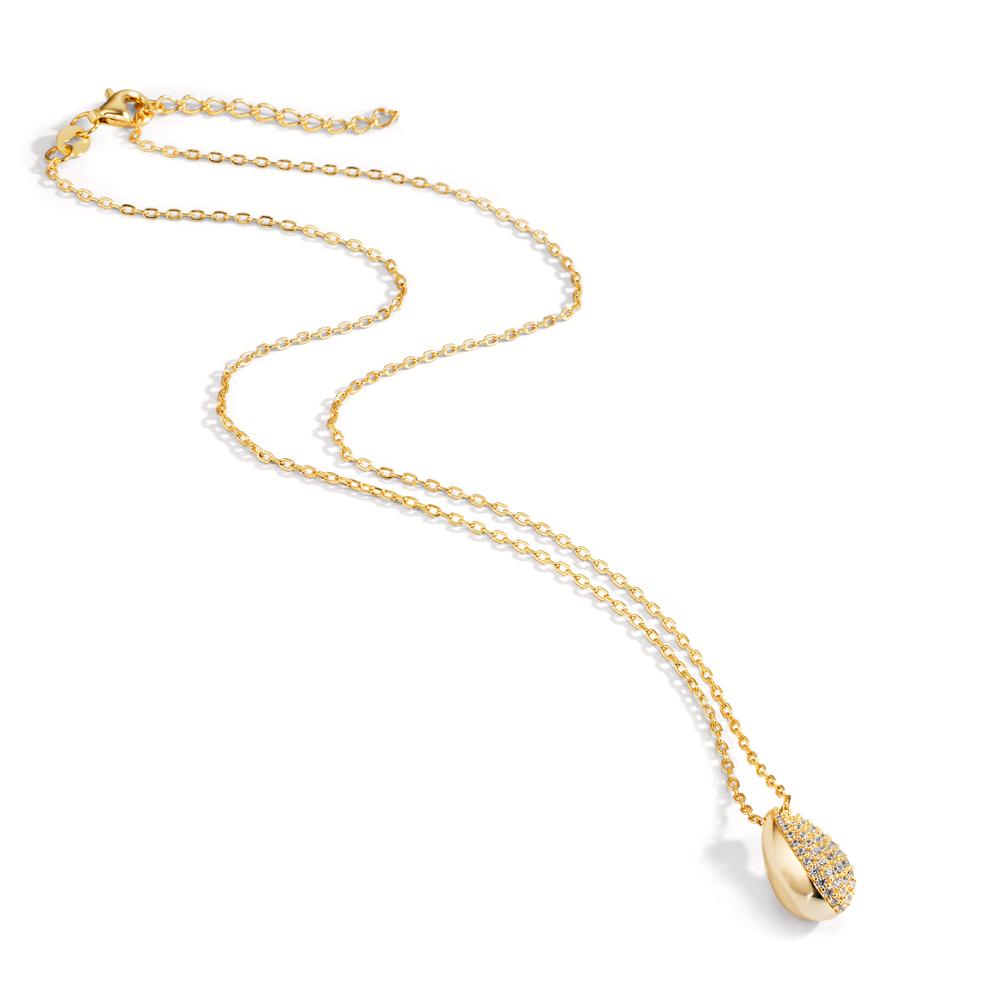 Necklace Silver Zirconia Yellow Gold plated 40-45 cm