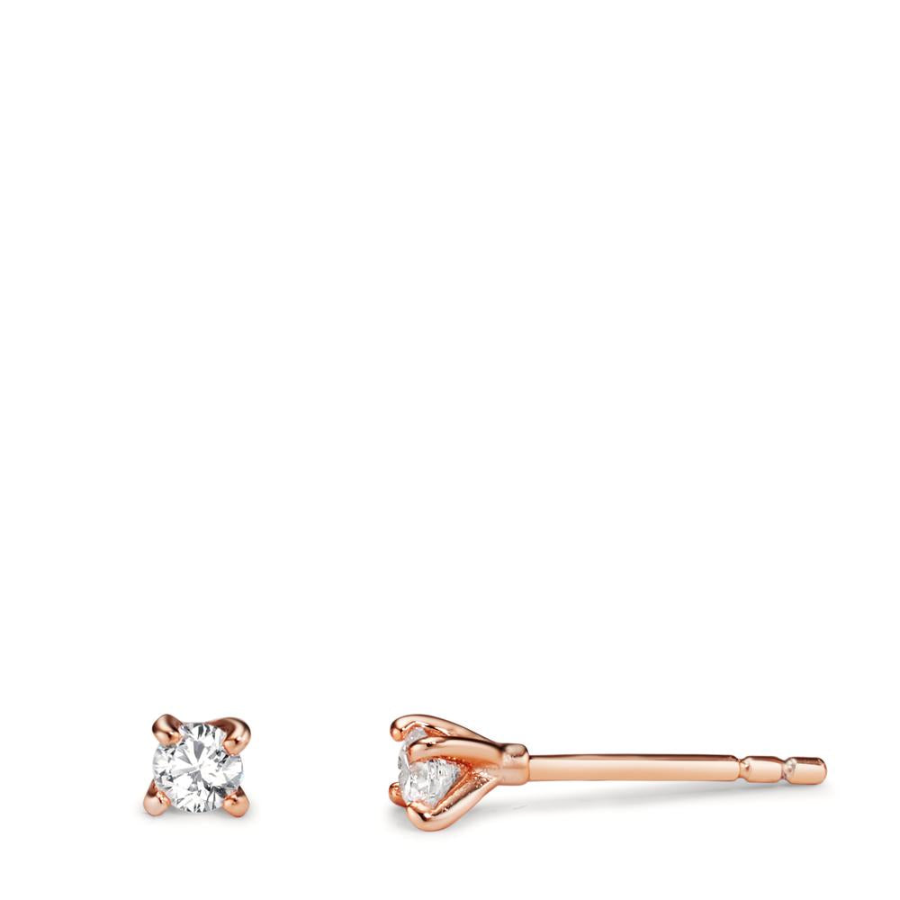 Stud earrings Silver Zirconia Rose Gold plated Ø3.5 mm