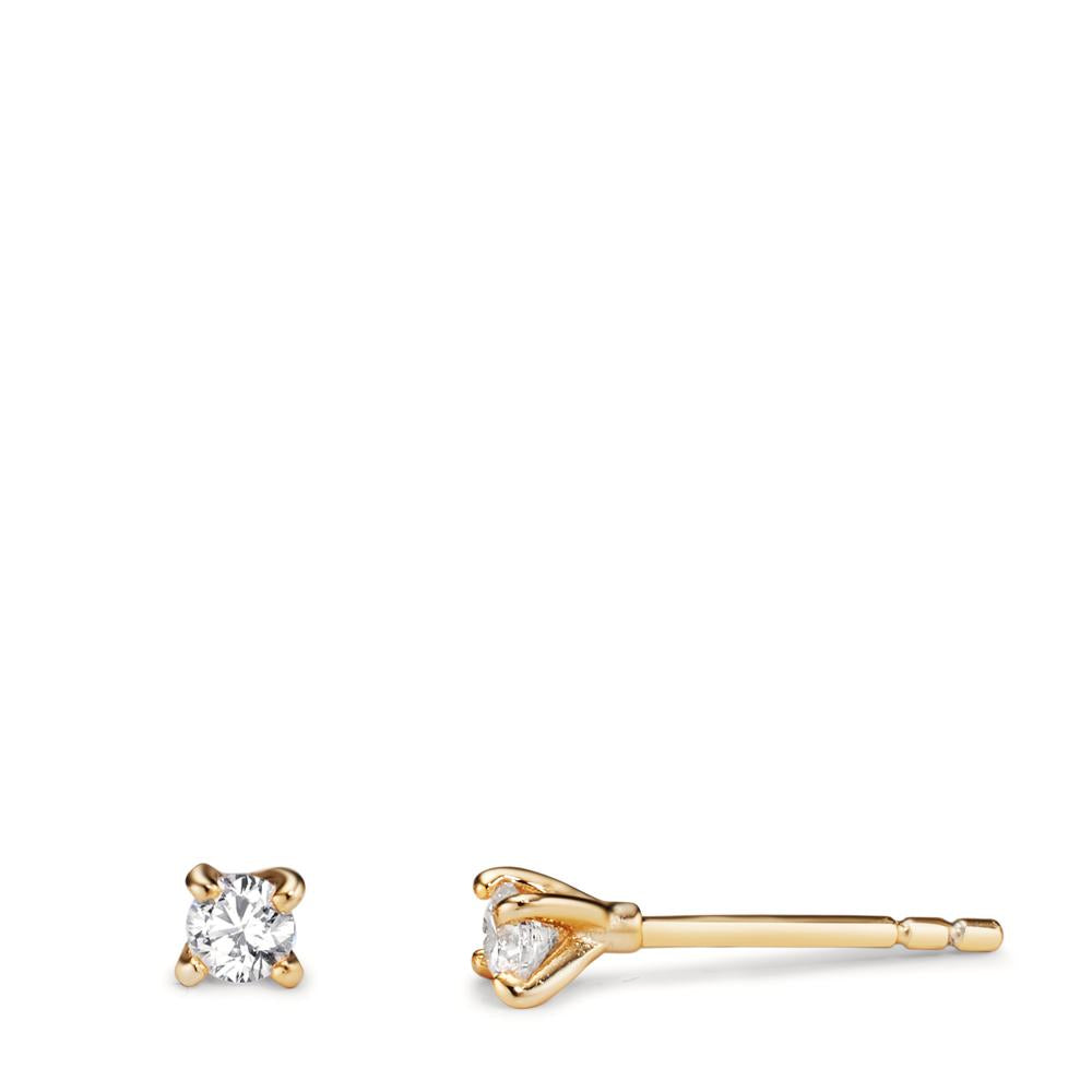 Stud earrings Silver Zirconia Yellow Gold plated Ø3.5 mm