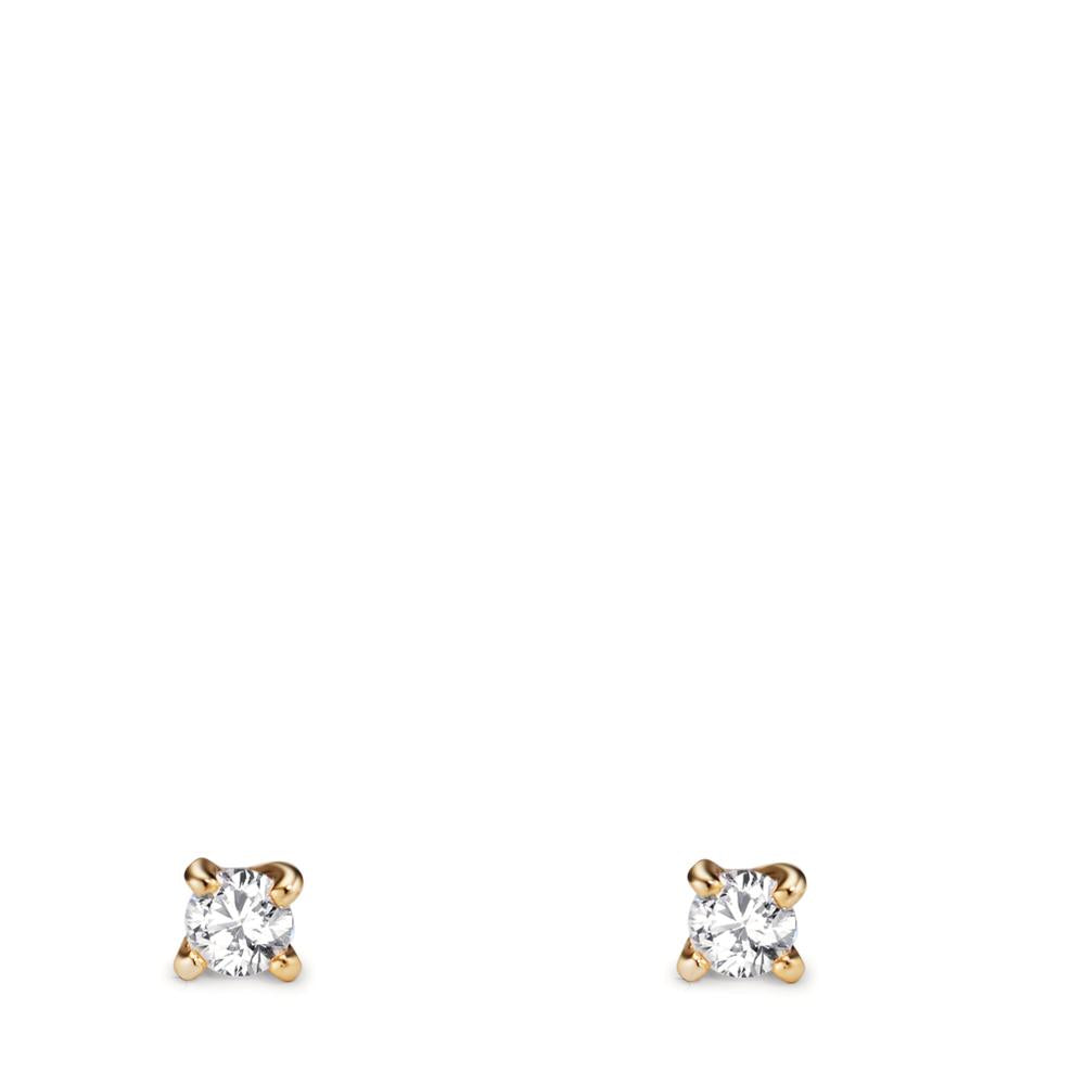 Stud earrings Silver Zirconia Yellow Gold plated Ø3.5 mm