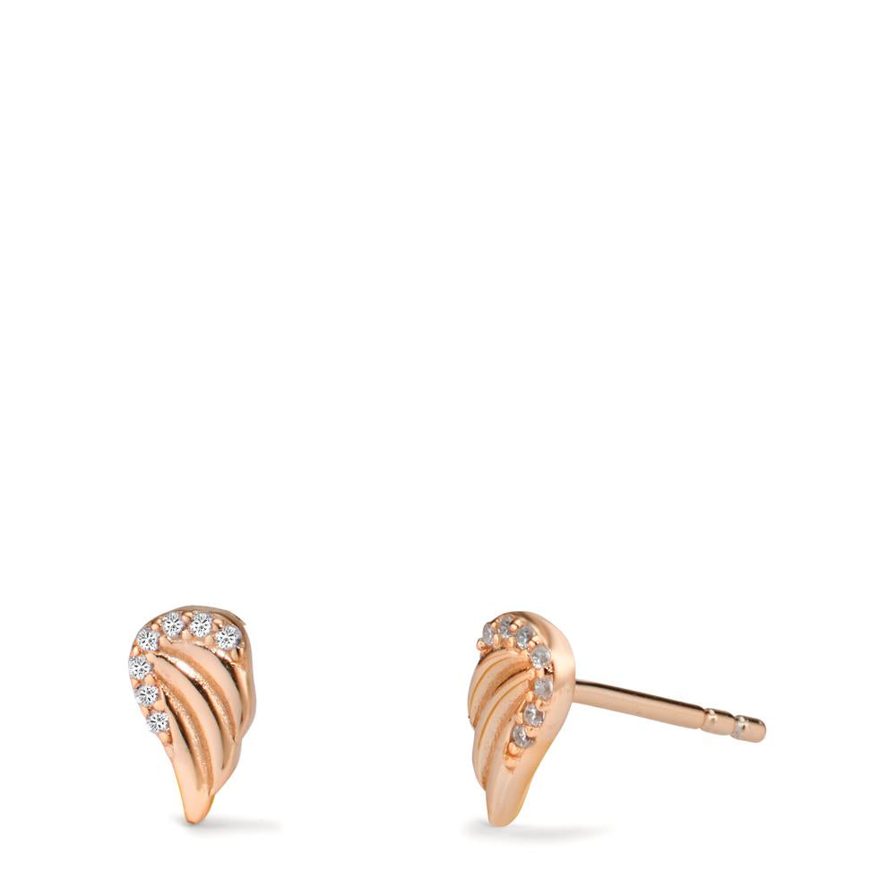 Stud earrings Silver Zirconia Rose Gold plated Wing