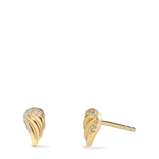 Stud earrings Silver Zirconia Yellow Gold plated Wing