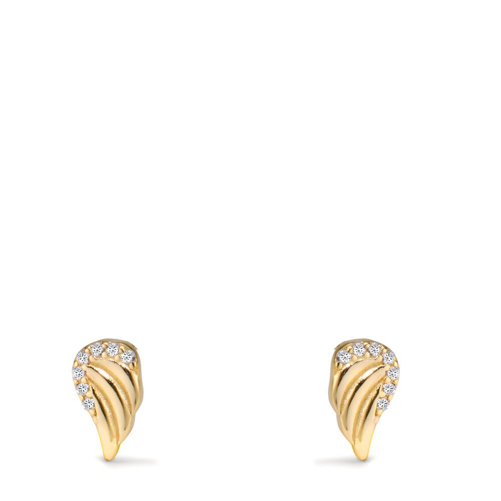 Stud earrings Silver Zirconia Yellow Gold plated Wing